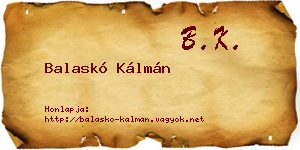 Balaskó Kálmán névjegykártya